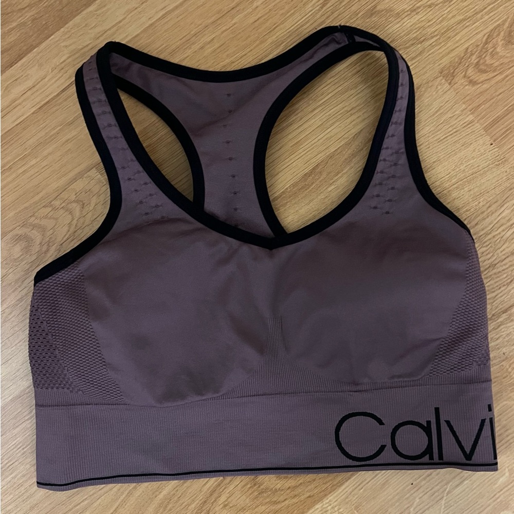 Calvin Klein Purple Sports Bra with Racerback Design